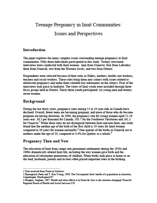 background of teenage pregnancy